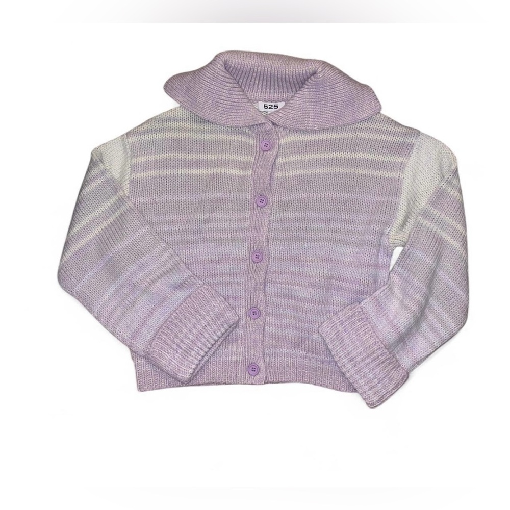 Revolve 525 Suzanne Ombré Purple Rose striped cardigan with chunky collar S NWT - Picture 2 of 6